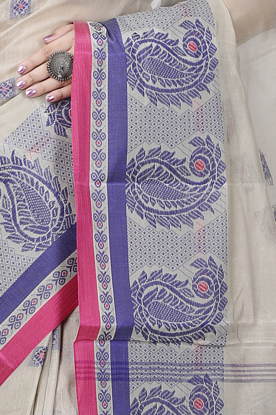 Grey Pure Cotton Aloka Tant Saree (906)
